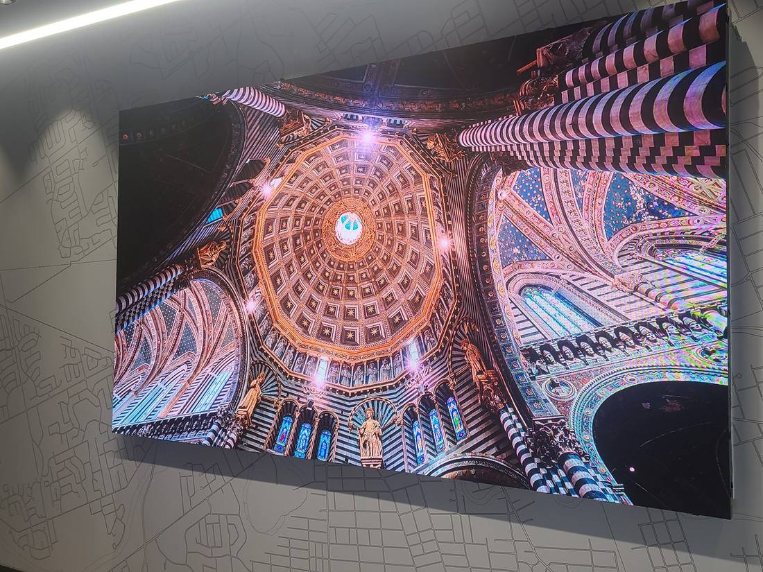 Architectural LED video wall in an education-sector lobby