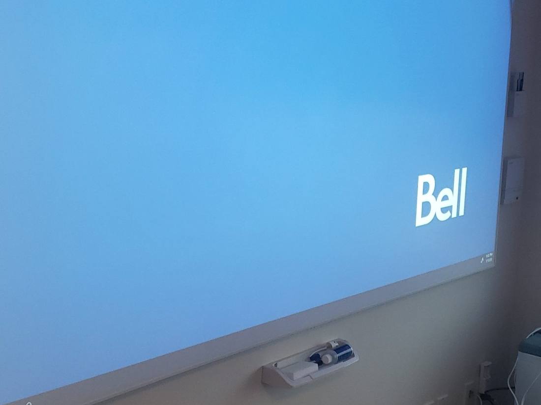 Smart board on its idle branded screen