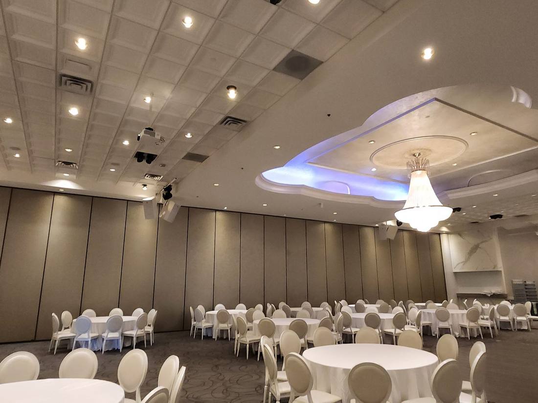 Banquet hall AV and lighting install