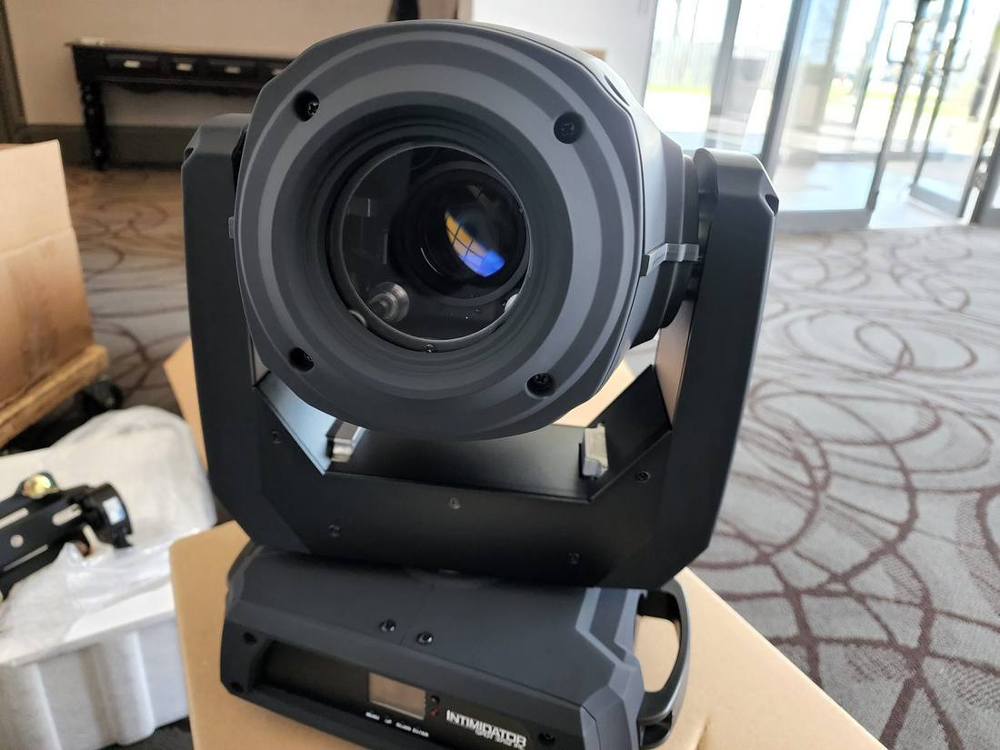 Close-up of an Intimidator moving-head lighting fixture
